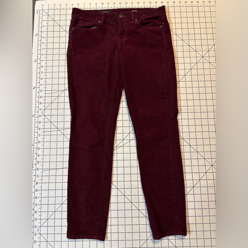 J. Crew Women’s Size 27 Maroon Toothpick Corduroy Ankle‎ Pants